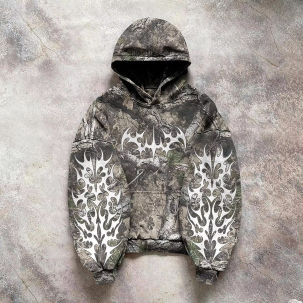 Men's Clothing Camouflage Hooded Jacket Sweatshirt Loose New Printing Unisex Pullover Street Trend Y2K Retro_viptrois.com