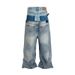 Men's Clothing Double Stitching Design Jeans For Men And Women Loose Versatile Couples Same Style Straight Trousers_viptrois.com