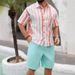 Men's Clothing Leisure Vacation Style Fashion Trend All Match Printed Shirt Suit_viptrois.com