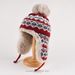 Trapper Hats Knitted Lei Feng hat for women autumn and winter warm with wool and thick ear protection hat ethnic wind jacquard wool hat_viptrois.com