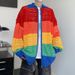 Men's Clothing Sweater Men's Spring And Autumn Trendy Brand Dopamine Striped Jacket Hollow Zipper Cardigan Loose Rainbow Coat_viptrois.com