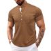 Men's Clothing Men's Outdoor Round Neck Open Tube Henry Short Sleeve Bottom T Shirt Pocket Men's Polo Shirt_viptrois.com