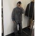 Pulse Pulse Black White Plaid Shirt For Men, Spring And Autumn American Retro Checkered Inner Wear, Long Sleeve Shirt, Cleanfit_viptrois.com