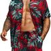 New loose Hawaiian style youth floral print casual shirt set_viptrois.com