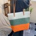 Women’s Bags New Fashion Hand Held Spot Three Color Stitching Paper Straw Woven Bag Straw Bag Beach Bag Seaside Holiday Bag_viptrois.com