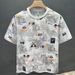Personalized Fashion Printed Design Top Summer New Trend Casual Versatile Short-sleeved Niche Crew Neck Men's Trendy T-shirt_viptrois.com