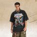 American-style Skull Poker Print High Street Washed Distressed Short-sleeve T-shirt For Men And Women_viptrois.com
