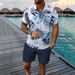 Men's Beachwear Set - Digital Print Polo Shirt & Matching Shorts With Zipper | Summer Casual Outfit_viptrois.com