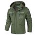 Men's Multi-Pocket Detachable Hood Jacket – Lightweight Polyester Workwear Coat With Utility Design For Spring & Autumn Outdoor Travel_viptrois.com