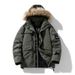 Men's Winter Hooded Parka Coat With Detachable Fur Collar, Thickened Long Puffer Jacket For Cold Weather, Casual Outerwear_viptrois.com