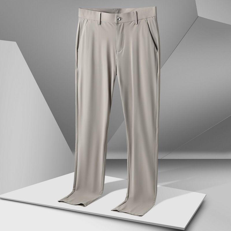 Men's Clothing High End Four Proof Ice Silk Pants Men's Summer New Thin Slim Straight Drape Casual Trousers_viptrois.com
