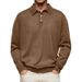 Men's Slim Fit V-Neck Long Sleeve Polo Shirt – Stretch Cotton Blend, Breathable & Comfortable, Versatile Casual & Business Casual Top_viptrois.com