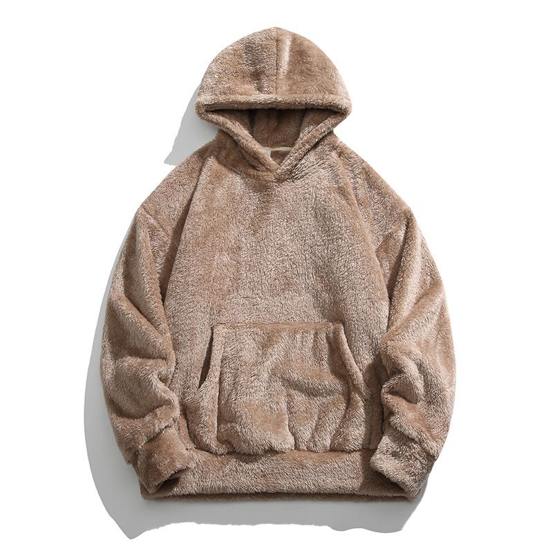 Unisex Oversized Hooded Fleece Sweatshirt - Winter Cozy Pullover With Kangaroo Pocket, Soft Polar Fleece, Retro Loungewear For Men & Women (Black,_viptrois.com