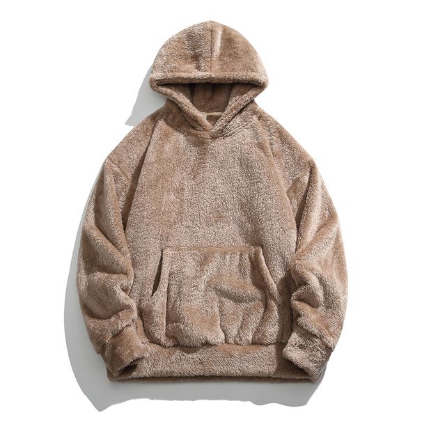 Unisex Oversized Hooded Fleece Sweatshirt - Winter Cozy Pullover With Kangaroo Pocket, Soft Polar Fleece, Retro Loungewear For Men & Women (Black,_viptrois.com