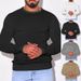 Men's Jacquard Knit Sweater – Heavyweight Geometric Crewneck Pullover (Black/Grey/Khaki) – Breathable Polyester Blend For Smart Casual Wear_viptrois.com