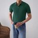 Men's Clothing Polo Shirt High End Summer Ice Silk Breathable Short Sleeved Lapel Hollow Knit Sweater Solid Color Thin Top_viptrois.com