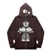 Hoodie Sweatshirt Gothic High Street Full Zipper Oversized Unisex Streetwear Y2 Jacket_viptrois.com