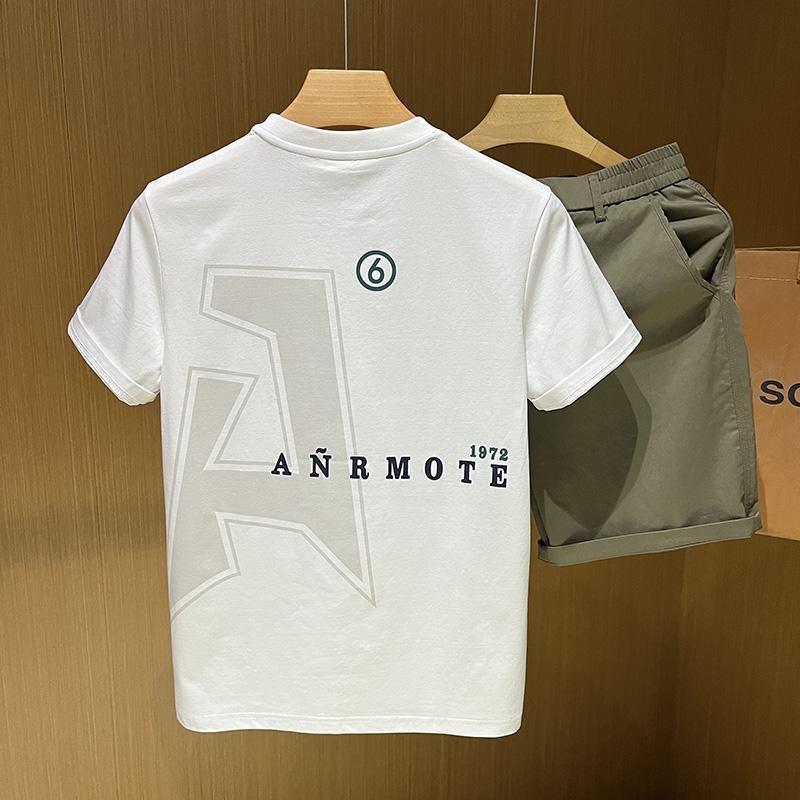 2025 Summer Crew Neck Short Sleeve T-Shirt Men's Popular Half Sleeve T-Shirt Men's Alphabet Printing Embroidery Clothes Trend_viptrois.com