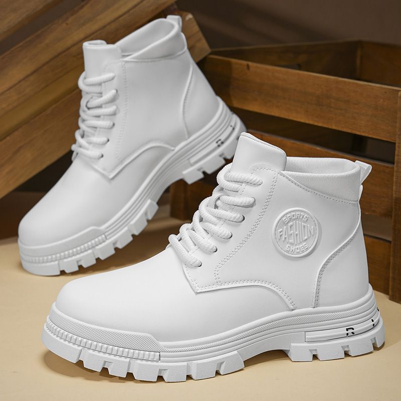 2025 Autumn New White Martin Shoes Casual Work Non-Slip Wear-Resistant Trendy Large Size Men's Boots_viptrois.com