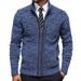Men's Slim-Fit Knit Cardigan – British-Inspired Stand Collar, Long Sleeve, Acrylic-Blend Sweater (M-XXL, Bluish/Burgundy/Dark Gray)_viptrois.com