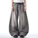 Men's Clothing Street Ink Wash Jeans Spring Retro And Handsome Vintage Wide Leg Scimitar Pants_viptrois.com