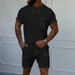 Men's Wrinkle-Free Waffle Knit Lounge Set – Breathable Short Sleeve Tee & 5" Shorts (S-XXXL, 5 Colors)_viptrois.com