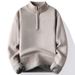 Men's Fleece-Lined Half-Zip Sweater – Winter Thermal Pullover With Stand Collar (M-4XL, Navy/Beige/Gray/Black) | 70% Wool Blend For Extreme Warmth_viptrois.com