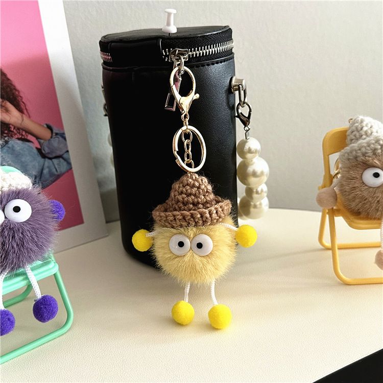 Bag Charm Cute And Cute Little Coal Ball Cartoon Car Keychain Plush Doll Doll Bag Pendant Accessories Gift_viptrois.com