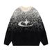 Men's Gradient Crewneck Sweater – American Streetwear Style, Loose Fit Pullover For Autumn & Winter (Black, Gray, S-XL)_viptrois.com