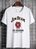 Jim Beam - White T-Shirt, Cotton T Shirt Unisex T Shirt Casual Breathable Streetwear Graphic Stretched Stylish Versatile Homme Soft_viptrois.com