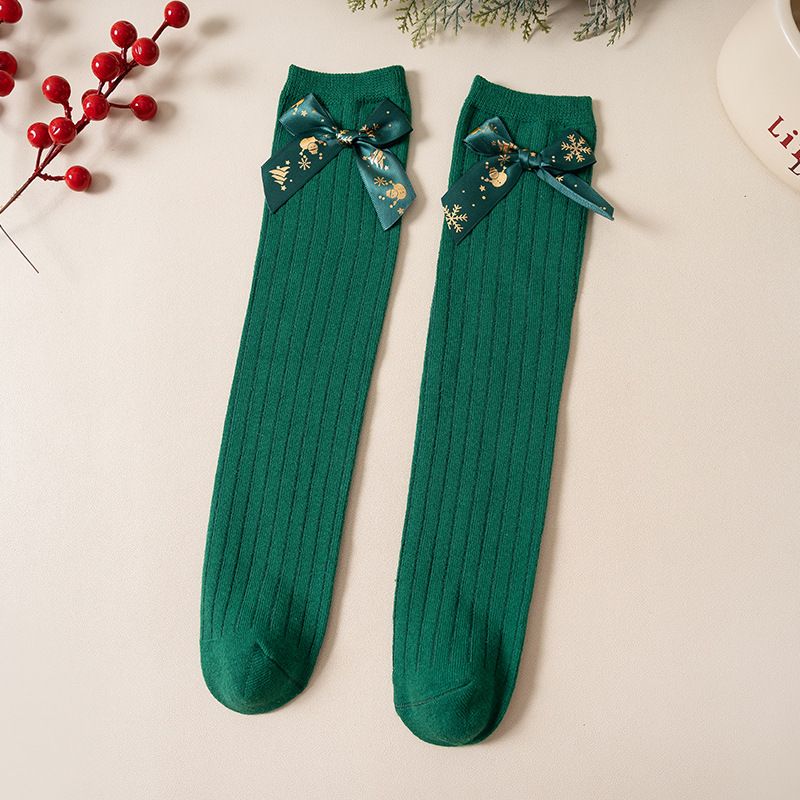 Girls Socks Spring And Autumn Children's New Year Red Middle Tube Socks Christmas Stockings Middle And Large Children Student Calf Socks_viptrois.com