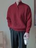 Pullover Button High Neck Loose Casual High Quality Sweater Men's Christmas Red New Year Warm Shoulder Needle_viptrois.com