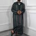 Men's Clothing ethnic style men's clothing 2024 autumn new color matching striped long Muslim robe hoodie_viptrois.com
