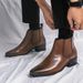 Men's Chelsea Boots Business Casual Leather Shoes Low-Cut Comfortable Slip-On For Work & Daily Wear (Black/Brown)_viptrois.com