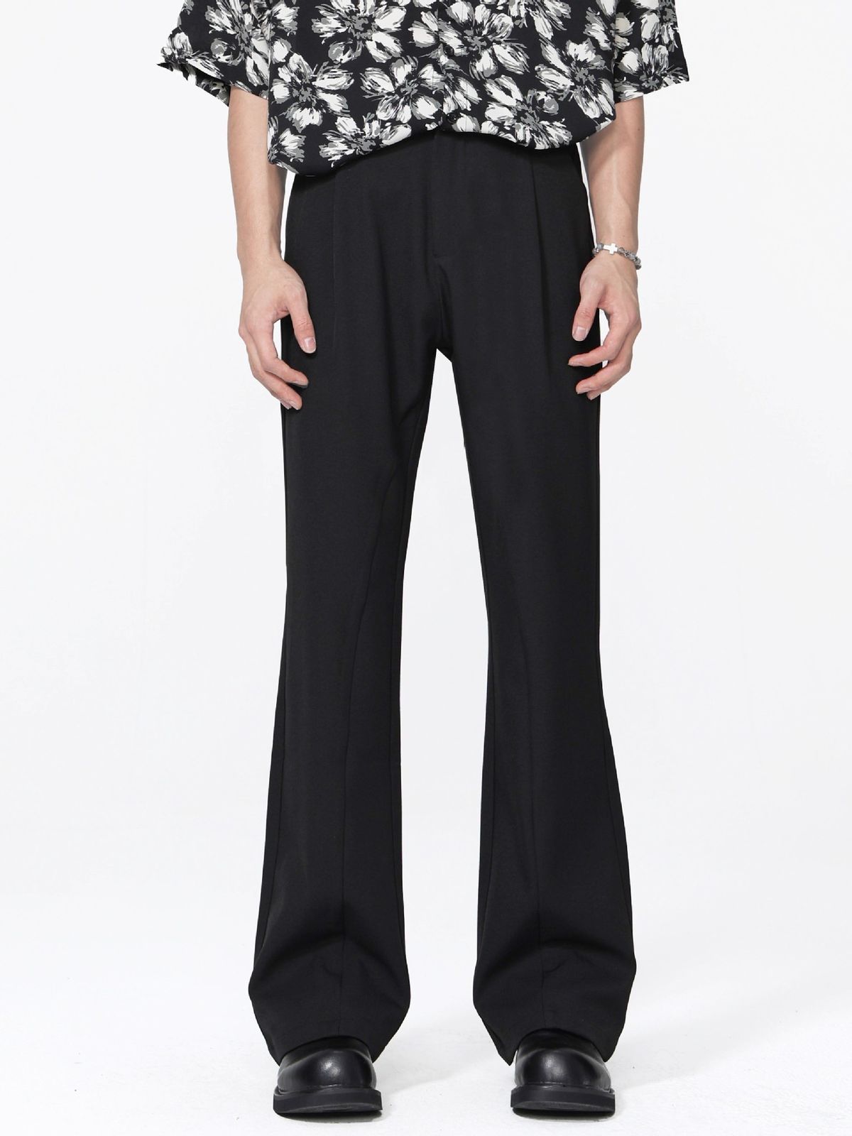 Men's Clothing Autumn Korean Style Drapey Flared Trousers For Men, Deconstructed Design, High End Cleanfit Loose Mopping Suit Trousers For Men_viptrois.com