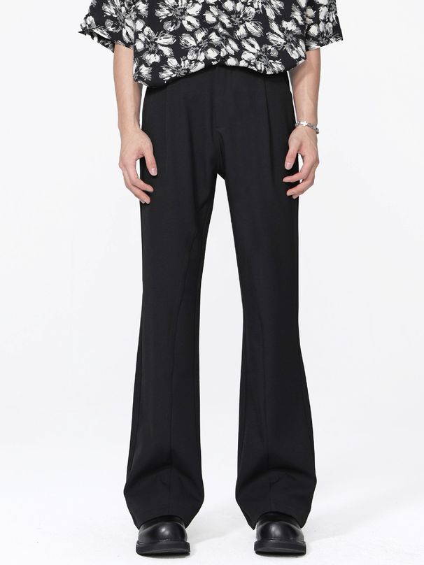 Men's Clothing Autumn Korean Style Drapey Flared Trousers For Men, Deconstructed Design, High End Cleanfit Loose Mopping Suit Trousers For Men_viptrois.com