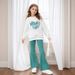 Mother & Kids INS Girls 2 Piece Set & Girls Printed Long Sleeved Sweatshirt + Flared Pants Outdoor Casual Clothes_viptrois.com