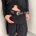 Western style distressed threaded rivet embossed belt, niche personality, versatile y2k spicy girl decorative belt_viptrois.com