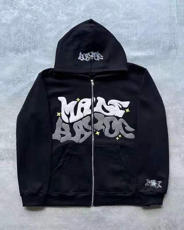 Men's Clothing Street Fashion Y2K Gothic Punk Hip Hop Fashion Zipper Sweater Jacket_viptrois.com