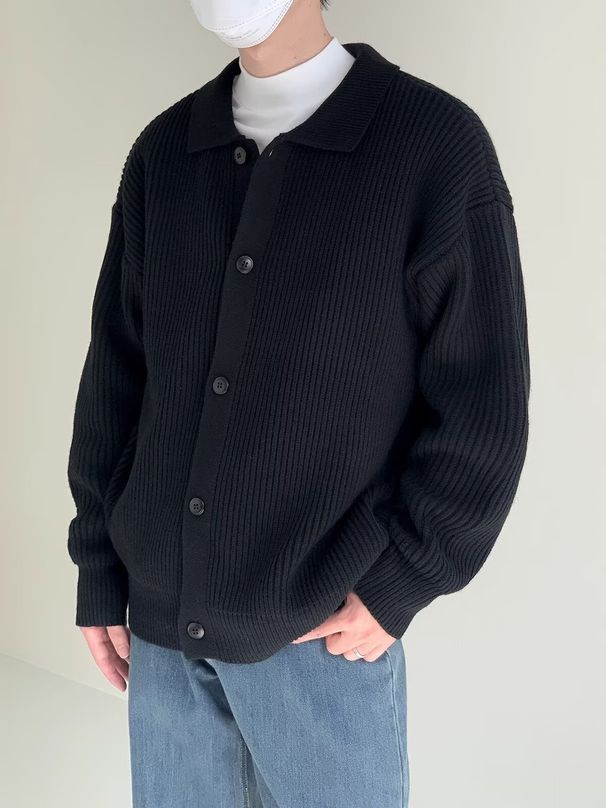 Turn-down Collar Knitted For Men, Spring And Autumn New Casual Versatile Loose American Style Trendy Cardigan Long_viptrois.com
