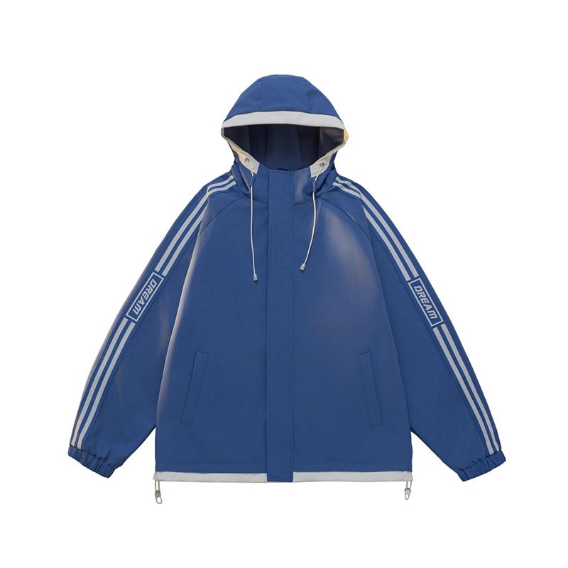 Unisex Striped Hooded Jacket - Lightweight Waterproof Windbreaker For Men & Women - Trendy Oversized Streetwear With Multiple Pockets_viptrois.com