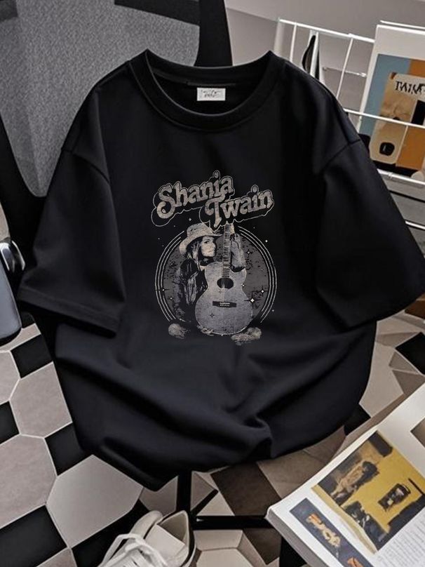 black,, Shania Twain T Shirt, Best,, Father Day, Anniversary Shirt- Unisex Breathable Slightly Graphic Summer Homme Versatile Stylish Stretched_viptrois.com