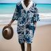 Men's Clothing Graffiti Print Three Quarter Sleeved Shorts Oversize Drop Shoulder Casual Suit_viptrois.com
