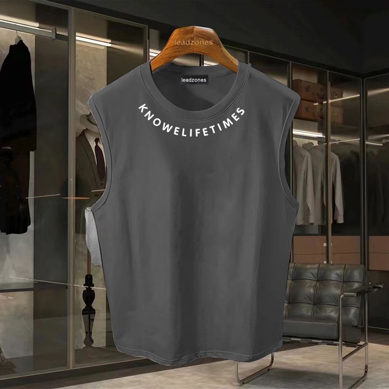 Men's Clothing Sports Vest Summer Loose Outer Wear Sleeveless T Shirt Trend Boys Casual Wide Shoulder Waistcoat Top_viptrois.com