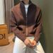 Light Stand Collar Knitted Cardigan Jacket Men's Autumn And Winter New Simple Zipper Solid Color Long Sleeve_viptrois.com