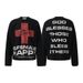 JW331 American Retro Street Trendy Men's And Women's High-end Fans Abstract Cross Design Men's Waffle Long-sleeved T-shirt_viptrois.com