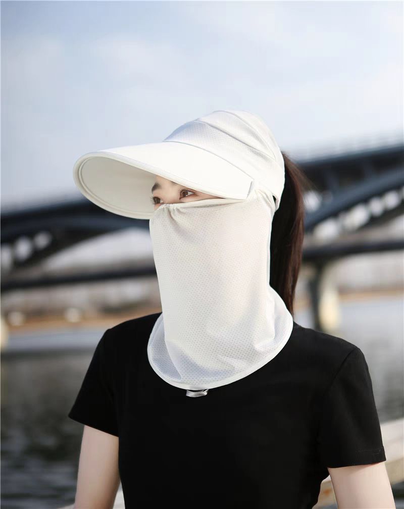 Ice Silk Women, Summer With Mask, Integrated Face Shield For Cycling, UV Protection Sun Hat_viptrois.com