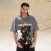 American Vintage Singer Portrait All-over Print Washed Distressed Loose One-piece Cut Short-sleeve T-shirt_viptrois.com