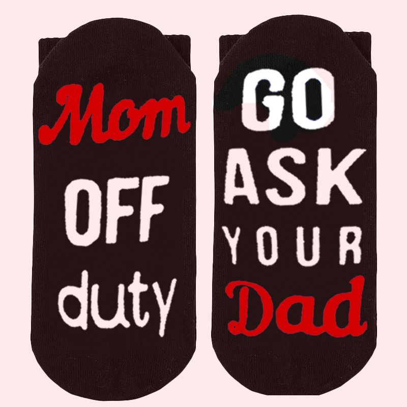 Mid-tube socks Creative cotton socks sole letter two-color non-slip adhesive floor socks_viptrois.com