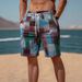 Men's Clothing Multi Color Plaid Casual Shorts Beach Pants_viptrois.com